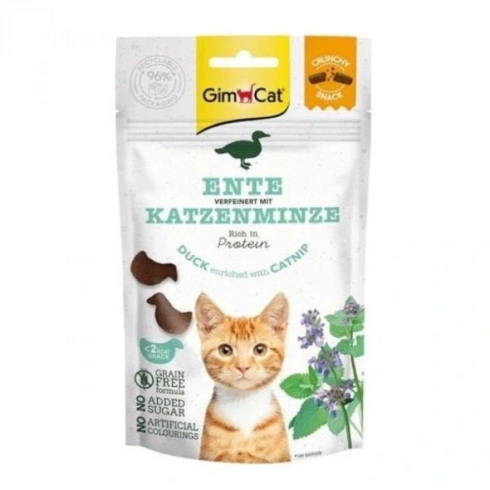 Gimcat Crunchy Snacks Ördekli ve Kedi Naneli Tahılsız Kedi Ödül Maması 1 Adet 50 Gr