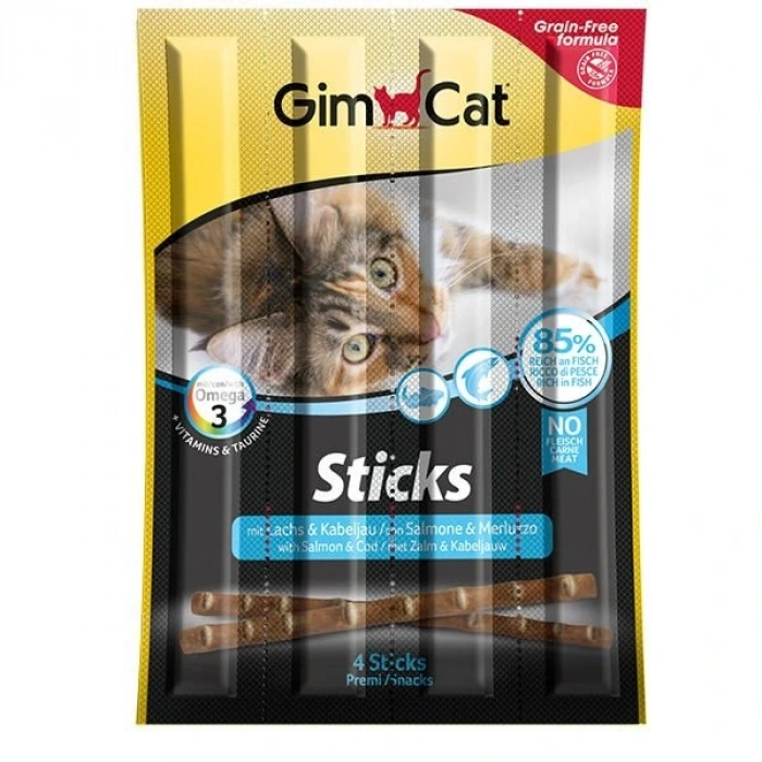 Gimcat Sticks Somon ve Morina Balıklı Kedi Ödül Çubuğu 1 Adet 4x20 Gr