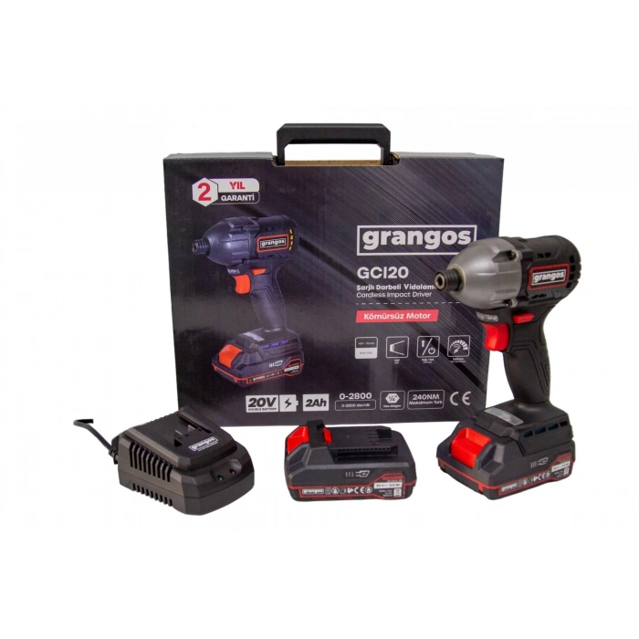 Grangos GCI20-T2 20V 2 Ah Çift Akülü Darbeli Vidalama