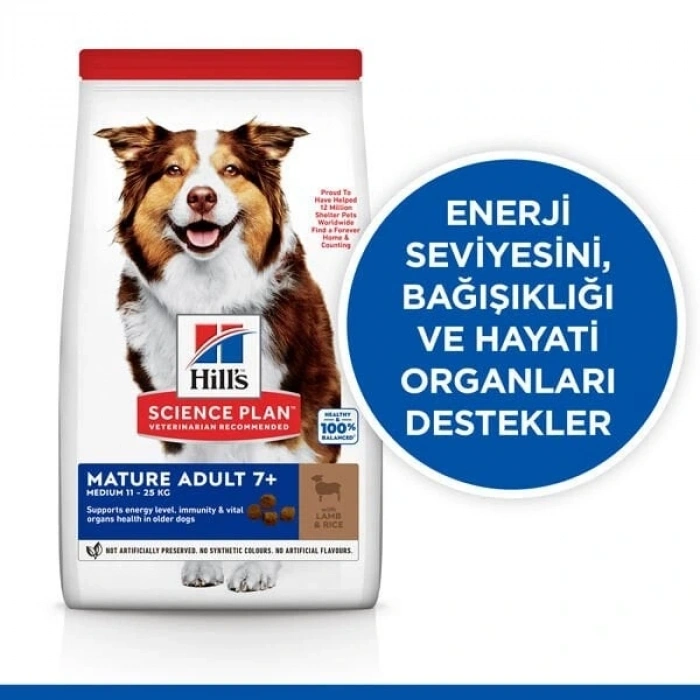 Hills Mature Senior +7 Medium Orta Irk Kuzu Etli Yaşlı Köpek Mamasi 2.5 Kg