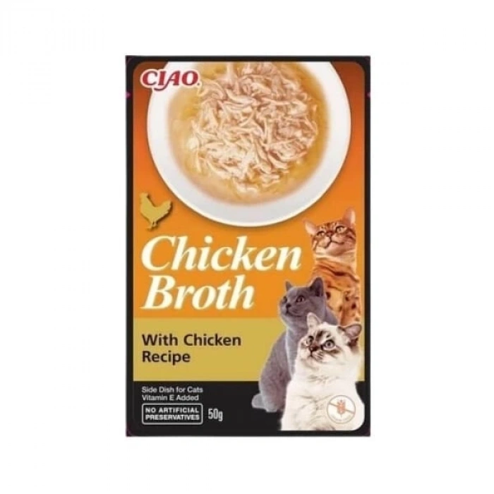Inaba Ciao Chicken Broth Tavuk Sulu ve Tavuklu Kedi Çorbası 1 Adet 50 Gr