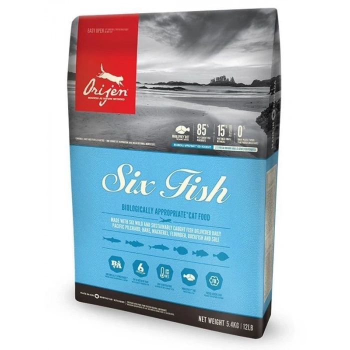 Orijen Six Fish Tahılsız Balık Yavru ve Yetişkin Kedi Maması 1.8 Kg