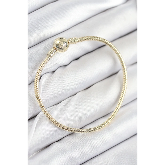 Pirinç Charm Topcuk Model Gold Renk Kadın Bileklik