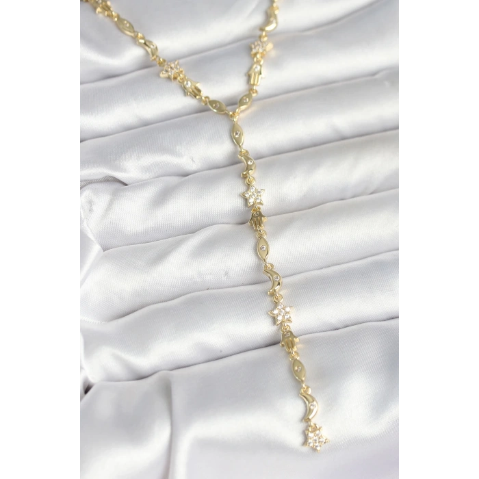 Pirinç Gold Renk Kadın Manifest Kolye