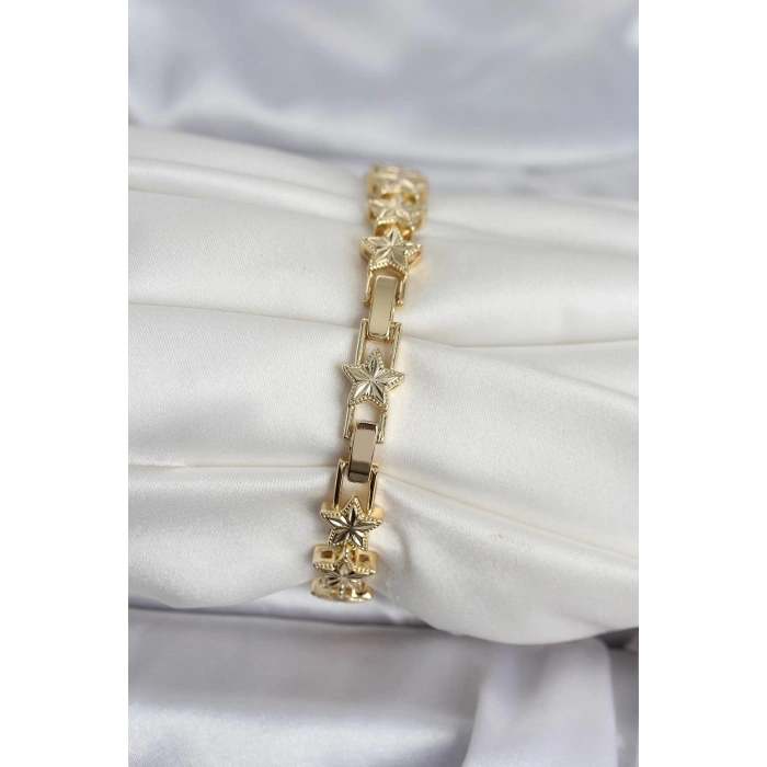 Pirinç Gold Renk Yıldız Model Kadın Bileklik