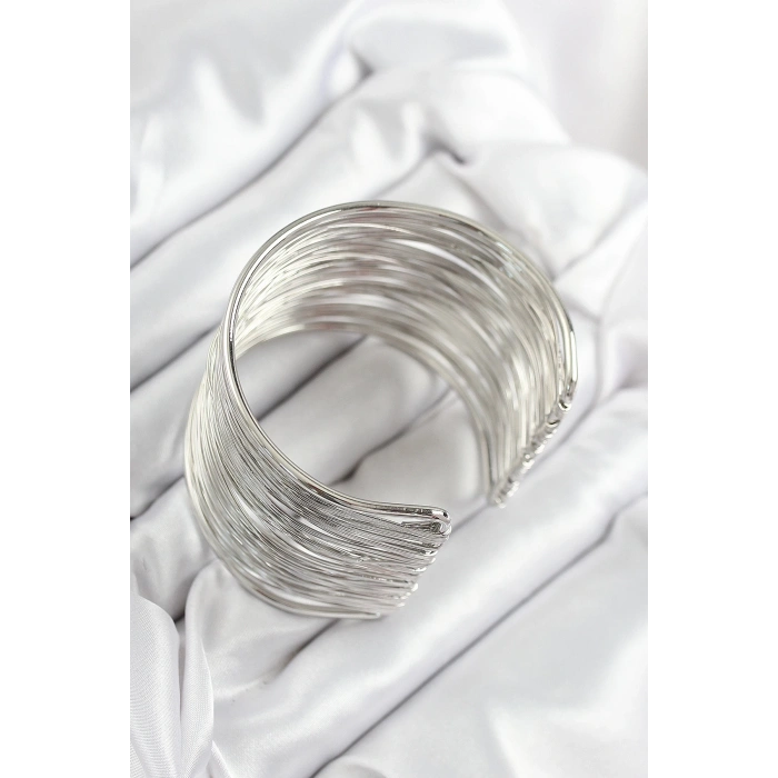 Pirinç Tel Sarma Model Gümüş Renk Kadın Bileklilk
