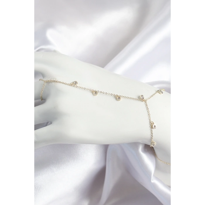 Pirinç Zirkon Taşlı Sallantılı Model Gold Renk Kadın Şahmeran