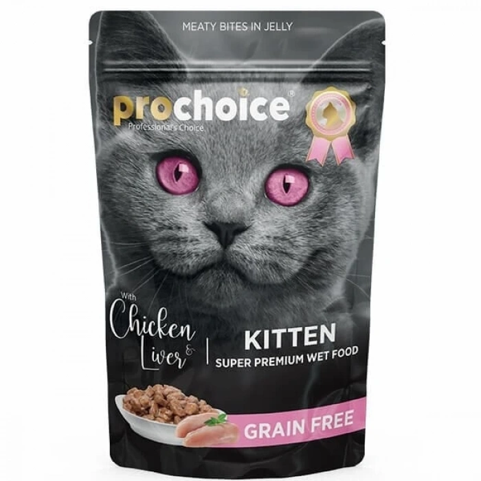 Pro Choice Tahılsız Kitten Tavuk ve Ciğerli Yavru Konserve Kedi Maması 1 Adet 85 Gr