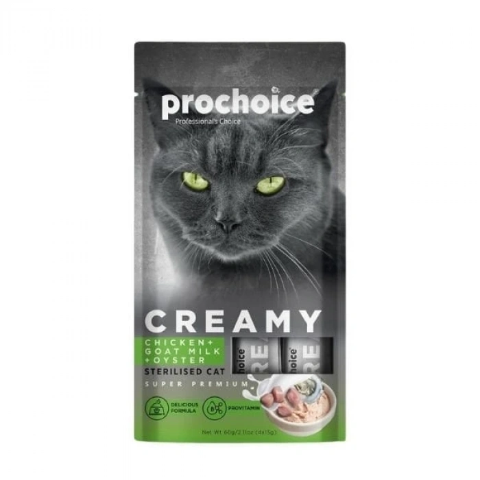 Prochoice Creamy Tavuklu ve İstiridyeli Sıvı Kedi Ödül Maması 1 Adet 4x15 Gr
