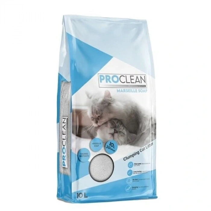 ProClean Marsilya Sabun Kokulu Topaklanan Kedi Kumu 1 Adet İnce Taneli 10 Lt