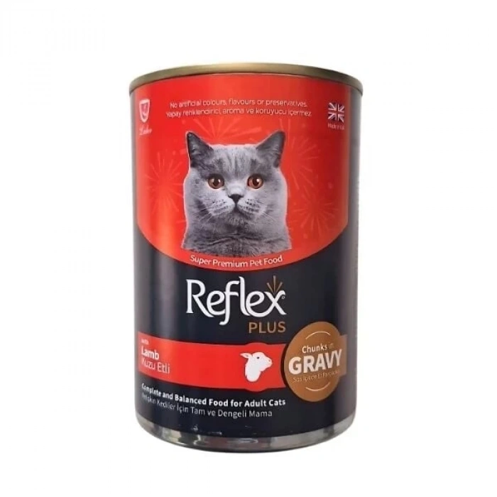 Reflex Plus Sos İçinde Et Parçacıklı Kuzu Etli Yetişkin Konserve Kedi Maması 1 Adet 400 Gr