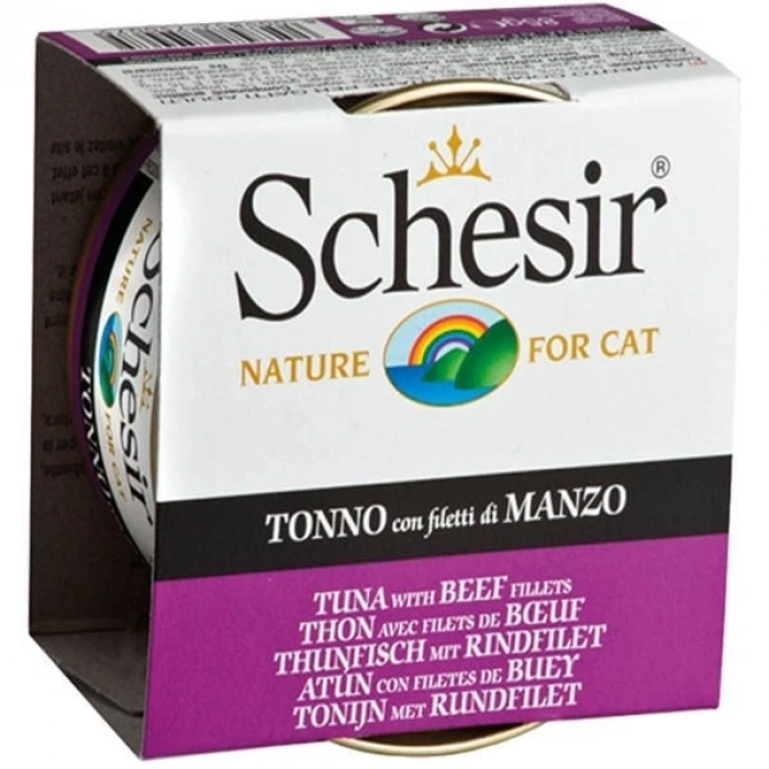 Schesir Ton Balık ve Sığır Etli Jöleli Konserve Kedi Maması 1 Adet 85 Gr
