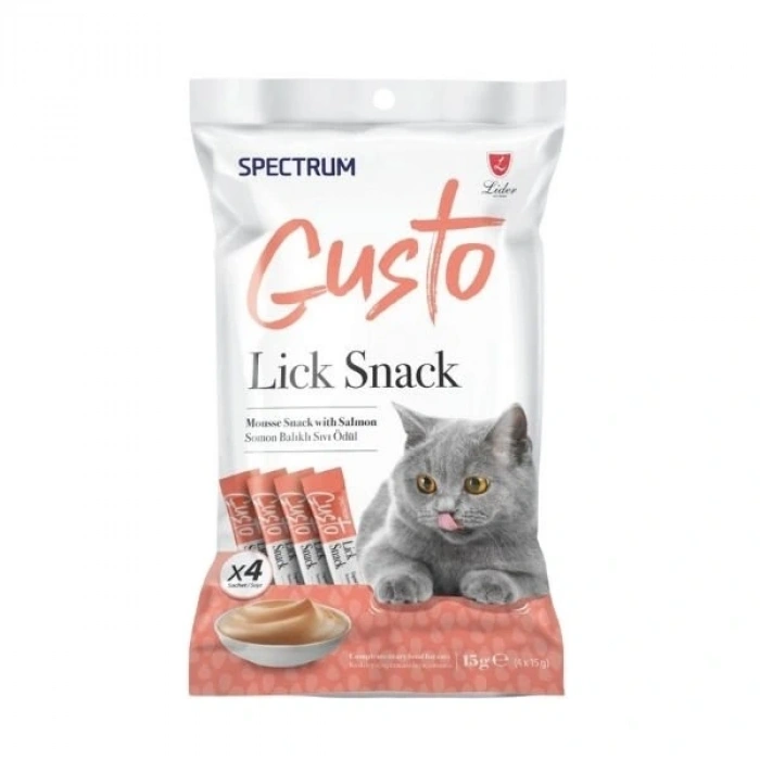 Spectrum Gusto Lick Snack Somonlu Sıvı Kedi Ödül Maması 1 Adet 4x15 Gr