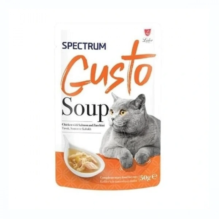 Spectrum Gusto Soup Tavuklu Somonlu ve Kabaklı Kedi Çorbası 1 Adet 50 Gr