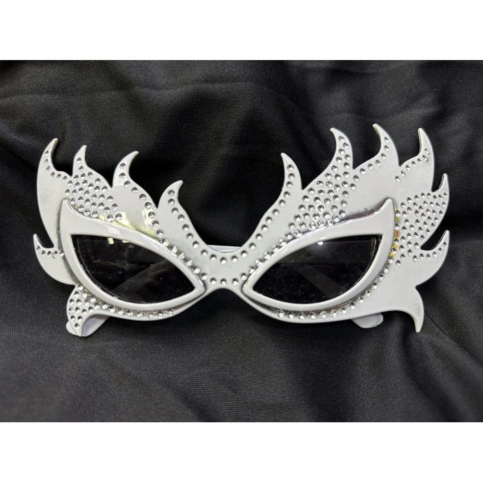 Taşlı Göz Kamaştıran Gecenin Yıldızı Beyaz Parti Alev Gözlük