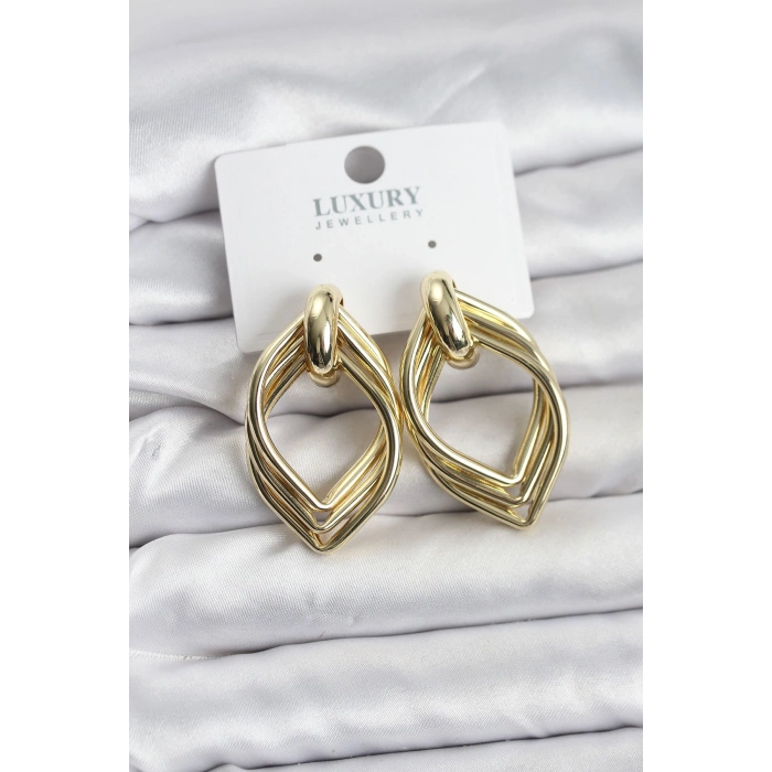 Vintage Gold Renk Pirinç Kadın Küpe