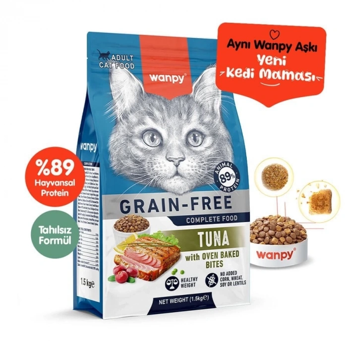 Wanpy Ton Balıklı Tahılsız Yetişkin Kedi Maması 1.5 Kg