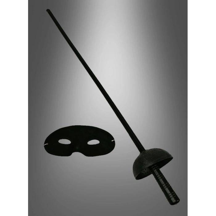 Zorro Kostüm Plastik Aksesuar Seti – Maske Ve Kılıç (67 Cm)