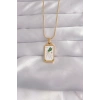 316L Çelik Gold Renk Beyaz Mineli Tarot Kolye