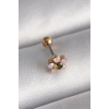 316L Çelik Gold Renk Zirkon Taşlı Çiçek Tragus Piercing