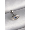 316L Çelik Gümüş Renk Zirkon Taşlı Göz Tragus Piercing