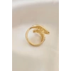 Ayarlamalı Gold Renk Metal Zirkon Taşlı Kanat Yüzük