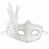Beyaz Tüylü Venedik Lüks Balo Maskesi