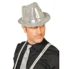 Disko  Gümüş Payetli Fötr Şapka Yetişkin Boy