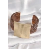 Kahverengi Mermer Desen Akrilik Plastik Gold Kare Plaka Model Vintage Kadın Bilezik