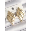 Pirinç Gold Renk 3 Sıralı Dalgalı Model Kadın Küpe