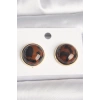 Pirinç Gold Renk 3D Daire Leopar Model Kadın Küpe