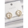 Pirinç Gold Renk Zirkon Taşlı Halka Model Kadın Küpe