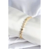 Pirinç Gold Renk Zirkon Taşlı Yonca Model Kadın Bileklik