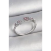 Pirinç Gümüş Renk Pembe Damla Zirkon Taşlı Ayarlanabilir Model Kadın Yüzük