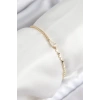 Pirinç Zirkon Taşlı Damla Model Ezme Zincir Gold Renk Kadın Bileklik