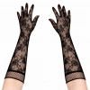 Siyah Uzun Gül Desenli Dantel Kadın Eldiveni