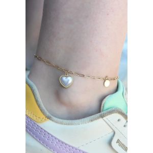 316L Çelik Gold Renk Kalp Model Kadın Halhal