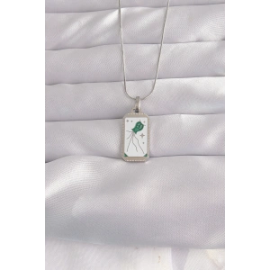 316L Çelik Gümüş Renk Beyaz Mineli Tarot Kolye