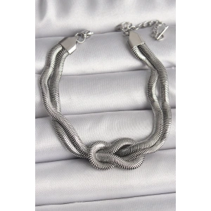 316L Çelik Gümüş Renk Düğüm Model Kadın Bileklik