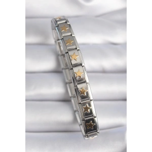 316L Çelik Gümüş Renk Gold Yıldız İşleme Nomination Charm Bileklik