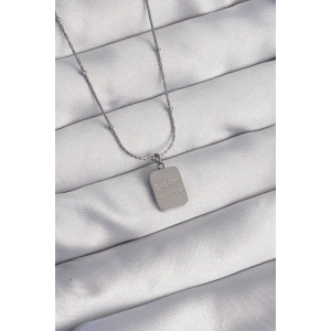 316L Çelik Gümüş Renk Kare Charm Model Kolye