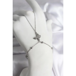 316L Çelik Gümüş Renk Kelebek Model Kadın Şahmeran