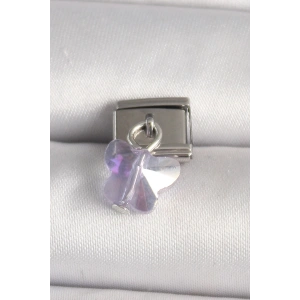 316L Çelik Gümüş Renk Mor Zirkon Taşlı Nomination Charm