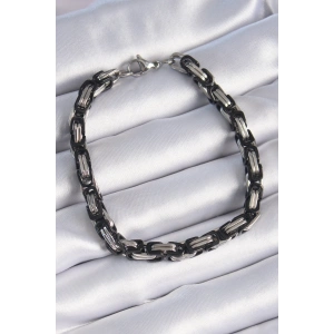 316L Çelik Siyah Gümüş Renk Kral Zincir Model Erkek Bileklik