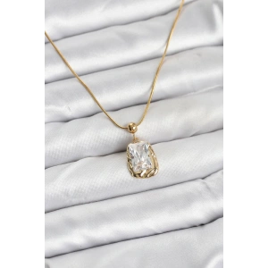 316L Çelik Zincir Gold Renk Zirkon Taşlı Kadın Kolye