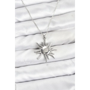 316L Çelik Zincir Gümüş Renk Güneş Model Kadın Kolye