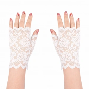 Beyaz Dantel Parmaksız Kısa Eldiven
