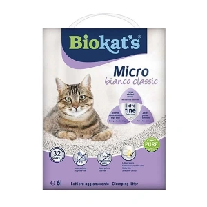 Biokats Micro Bianco Classic Kokusuz Topaklanan Doğal Kedi Kumu 1 Adet 6 Lt