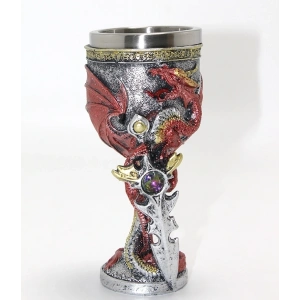 Ejderha Ve Kılıç Temalı 3d Kabartmalı Çelik Kadeh Bardak Alk4373