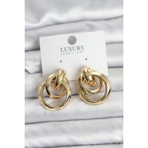 Gold Renk Halka Model Pirinç Kadın Küpe